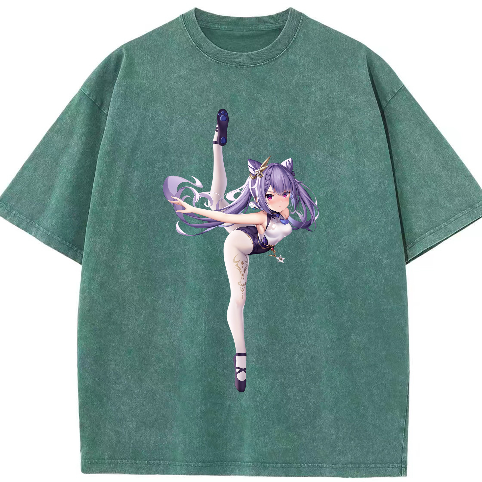 げんし神 刻晴 こくせい genshin Kokusei 綿100% ヴィンテージ風 半袖Tシャツ（フロントプリント）